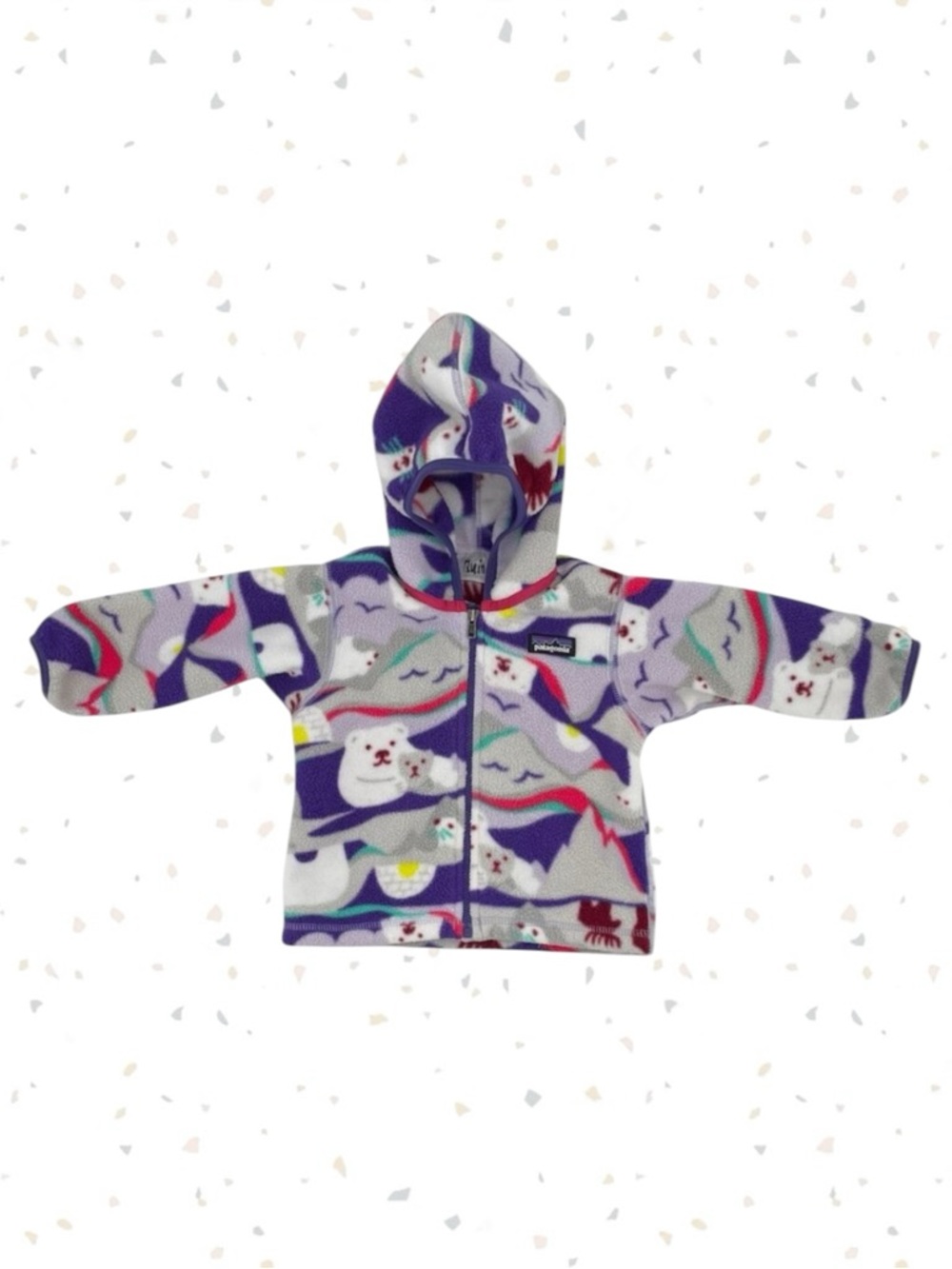 Patagonia Synchilla Polar Bear Arctic Fleece Printed Hood Jacket Size 6-12 Month